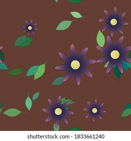 Floral ornamental vector pattern. Seamless design leafs texture.