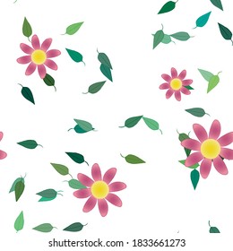 Floral ornamental vector pattern. Seamless design leafs texture.