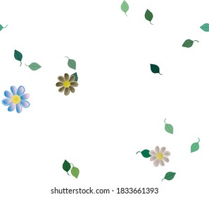 Floral ornamental vector pattern. Seamless design leafs texture.