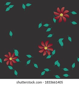 Floral ornamental vector pattern. Seamless design leafs texture.