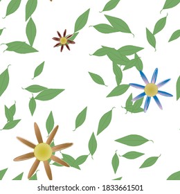 Floral ornamental vector pattern. Seamless design leafs texture.