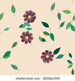 Floral ornamental vector pattern. Seamless design leafs texture.