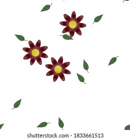 Floral ornamental vector pattern. Seamless design leafs texture.