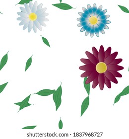 Floral ornamental vector pattern. Seamless design leafs texture.