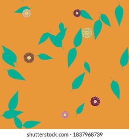 Floral ornamental vector pattern. Seamless design leafs texture.