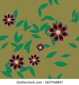 Floral ornamental vector pattern. Seamless design leafs texture.