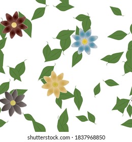 Floral ornamental vector pattern. Seamless design leafs texture.