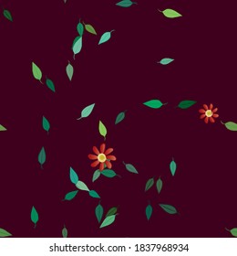 Floral ornamental vector pattern. Seamless design leafs texture.