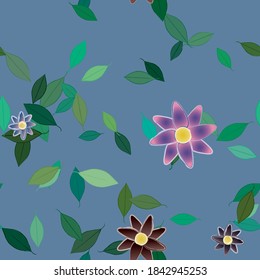 Floral ornamental vector pattern. Seamless design leafs texture.