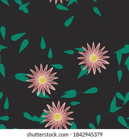 Floral ornamental vector pattern. Seamless design leafs texture.