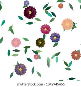 Floral ornamental vector pattern. Seamless design leafs texture.