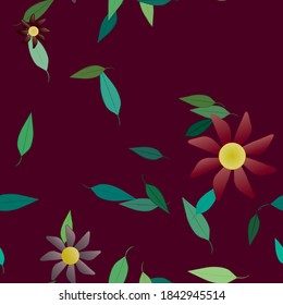 Floral ornamental vector pattern. Seamless design leafs texture.