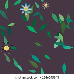 Floral ornamental vector pattern. Seamless design leafs texture.