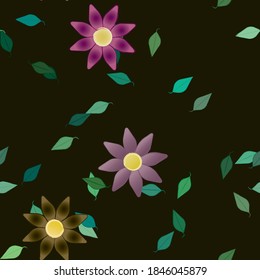 Floral ornamental vector pattern. Seamless design leafs texture.