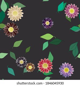 Floral ornamental vector pattern. Seamless design leafs texture.