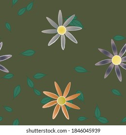 Floral ornamental vector pattern. Seamless design leafs texture.