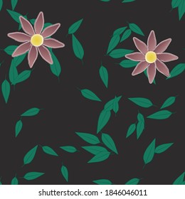 Floral ornamental vector pattern. Seamless design leafs texture.