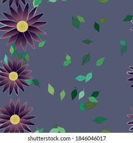 Floral ornamental vector pattern. Seamless design leafs texture.
