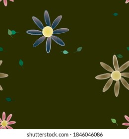 Floral ornamental vector pattern. Seamless design leafs texture.