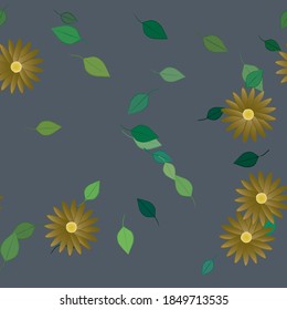 Floral ornamental vector pattern. Seamless design leafs texture.
