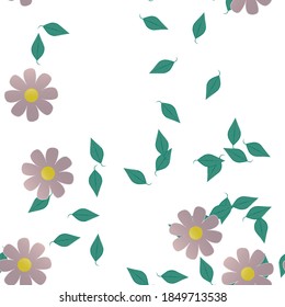 Floral ornamental vector pattern. Seamless design leafs texture.