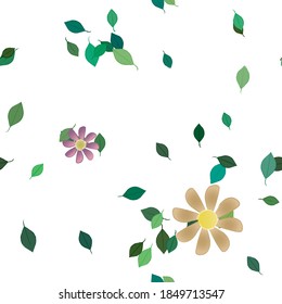 Floral ornamental vector pattern. Seamless design leafs texture.