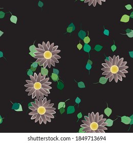 Floral ornamental vector pattern. Seamless design leafs texture.