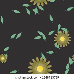 Floral ornamental vector pattern. Seamless design leafs texture.