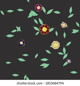 Floral ornamental vector pattern. Seamless design leafs texture.