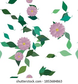 Floral ornamental vector pattern. Seamless design leafs texture.