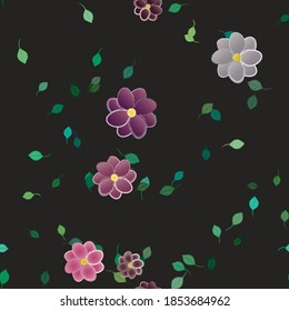 Floral ornamental vector pattern. Seamless design leafs texture.