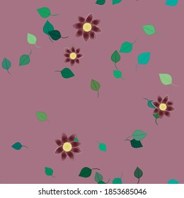 Floral ornamental vector pattern. Seamless design leafs texture.