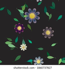 Floral ornamental vector pattern. Seamless design leafs texture.