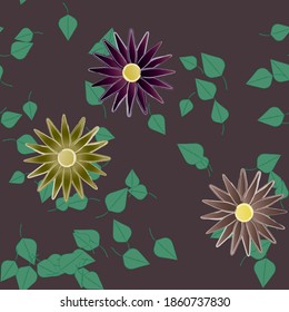 Floral ornamental vector pattern. Seamless design leafs texture.