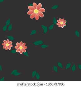 Floral ornamental vector pattern. Seamless design leafs texture.