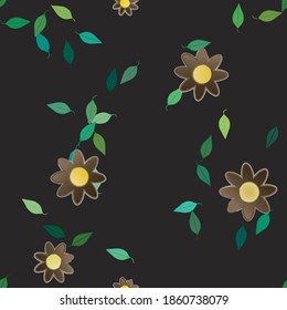 Floral ornamental vector pattern. Seamless design leafs texture.