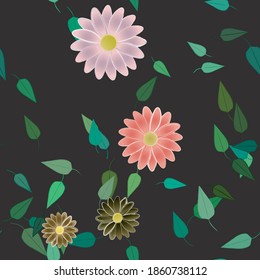 Blumenziermuster, Vektormuster. Nahtlose Design-Blätter Textur.