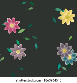 Floral ornamental vector pattern. Seamless design leafs texture.