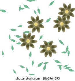 Floral ornamental vector pattern. Seamless design leafs texture.