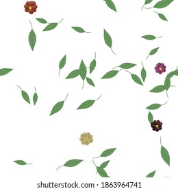 Floral ornamental vector pattern. Seamless design leafs texture.