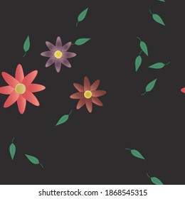 Floral ornamental vector pattern. Seamless design leafs texture.