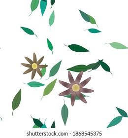 Floral ornamental vector pattern. Seamless design leafs texture.