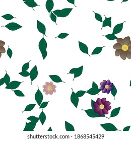 Floral ornamental vector pattern. Seamless design leafs texture.