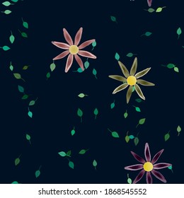 Floral ornamental vector pattern. Seamless design leafs texture.