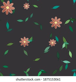 Floral ornamental vector pattern. Seamless design leafs texture.