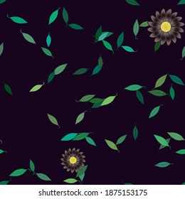 Floral ornamental vector pattern. Seamless design leafs texture.