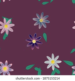 Floral ornamental vector pattern. Seamless design leafs texture.