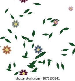 Floral ornamental vector pattern. Seamless design leafs texture.