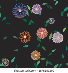 Floral ornamental vector pattern. Seamless design leafs texture.
