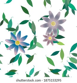 Floral ornamental vector pattern. Seamless design leafs texture.